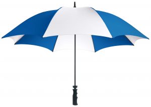 Royal blue and white golf umbrella