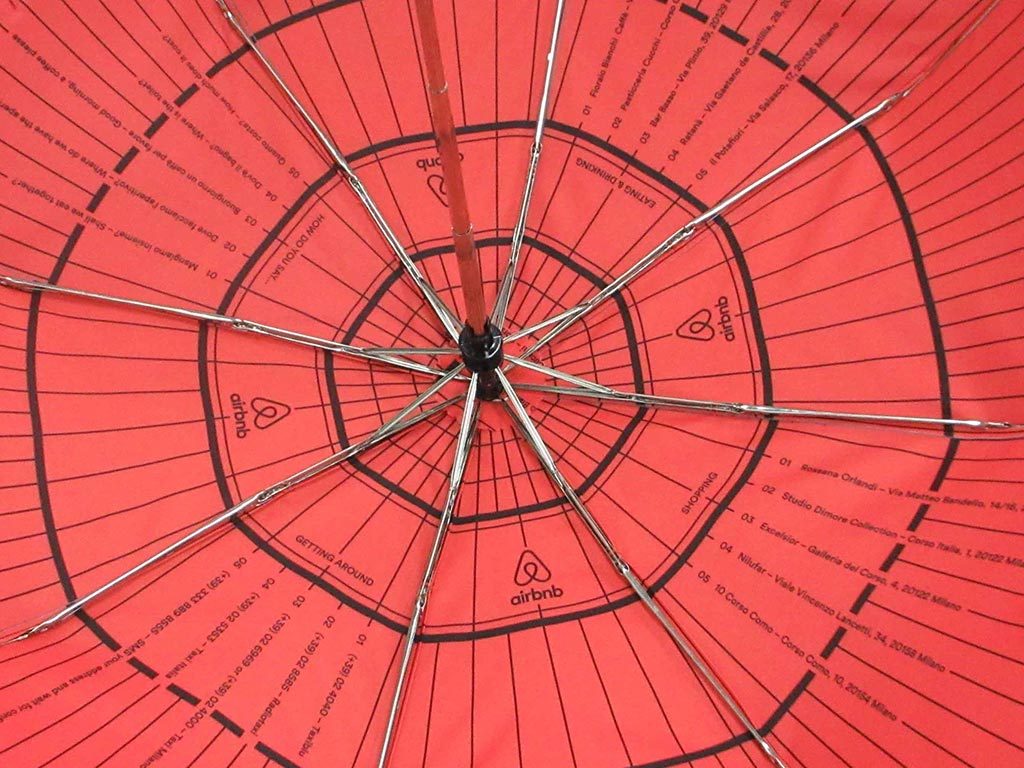 Complicated print on inside of umbrella