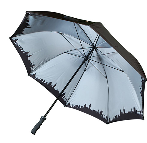 Branded Golf Umbrella with internal print of cityscape