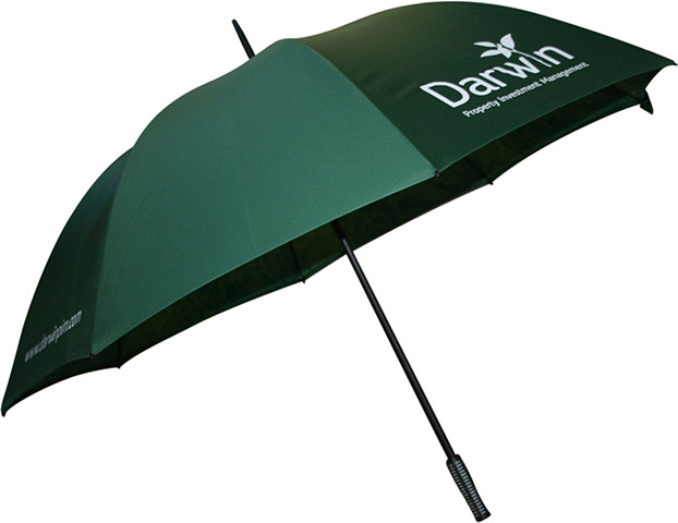 Nylon umbrella printed with the logo on a brown backgrou…