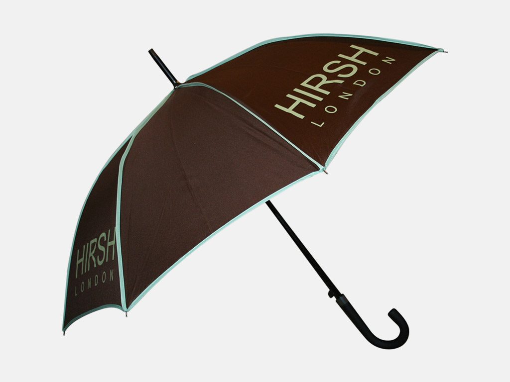 Nylon umbrella printed with the logo on a brown backgrou…