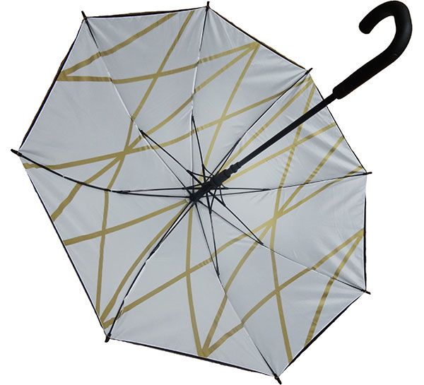 Walking umbrella with metallic print