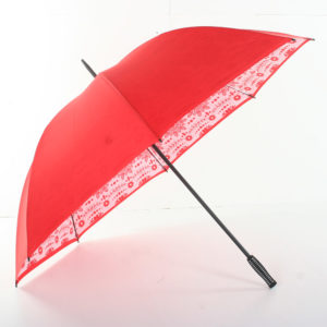 Red Golf umbrella with printed floral pattern