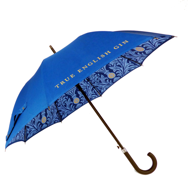 Walker umbrella printed inside and out with Haymans Gin print