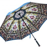 Stained glass window print on golf umbrella