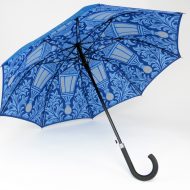 Blue internal intricate print on walker umbrella