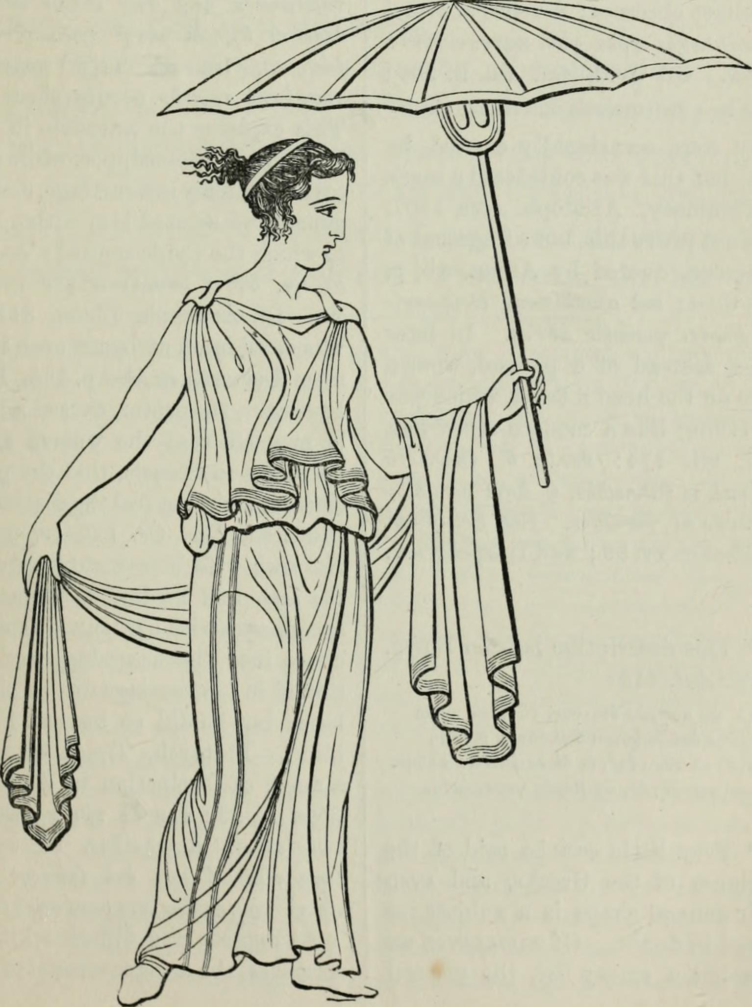 Illustration of an Ancient Greek woman with an umbrella