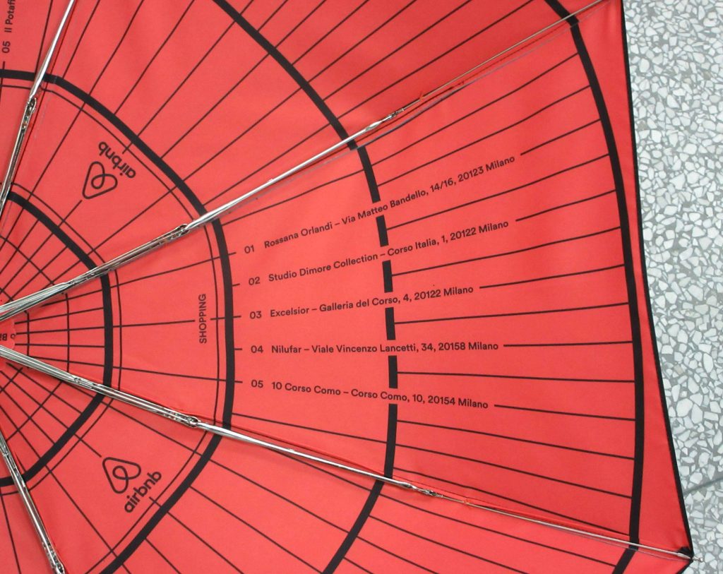 customised design underside print on branded umbrella