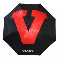 All over black and red graphic print branded umbrella