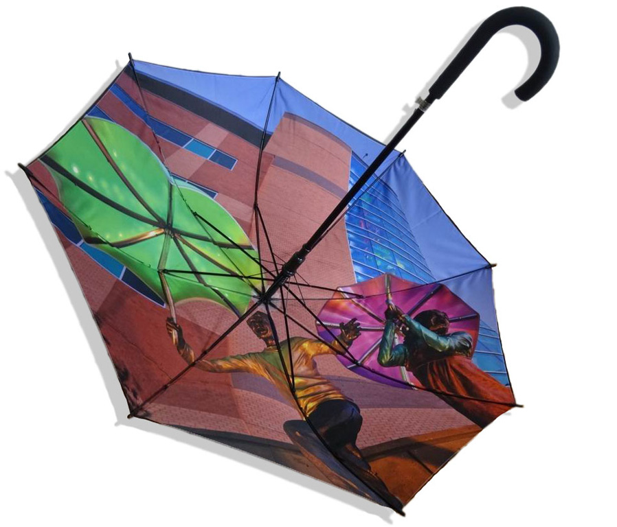 Customised digitally printed double canopy umbrella