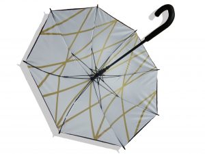 White and gold inner canopy customised umbrella