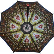 Stain glass window internal photo print on double canopy golf umbrella