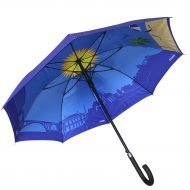 Blue with internal beach print customised city walker umbrella