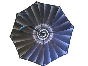 black umbrella with contrast internal graphic design promotional umbrella
