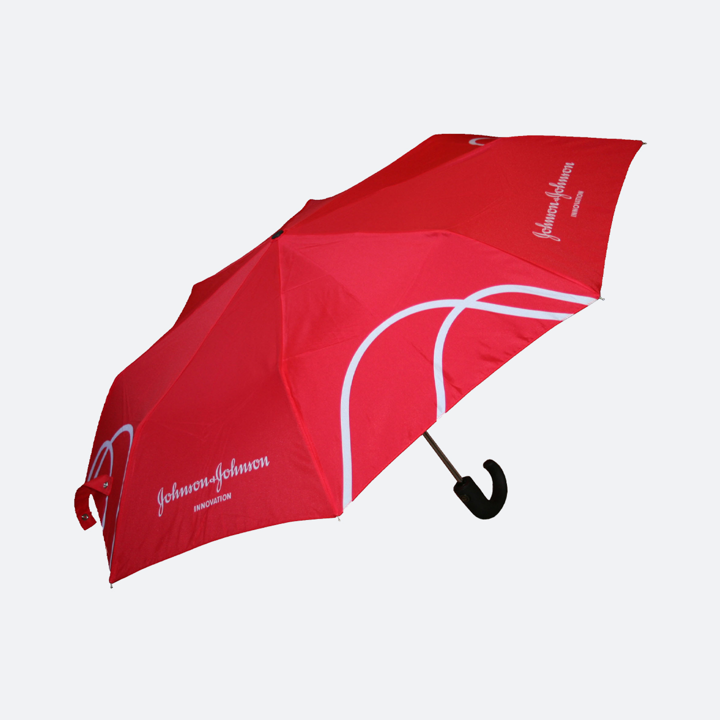 Red umbrella with white pattern