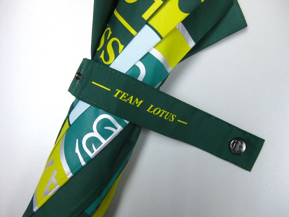 Green umbrella tie wrap with TEAM LOTUS printed