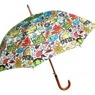 multi colour graffiti print on customised umbrella