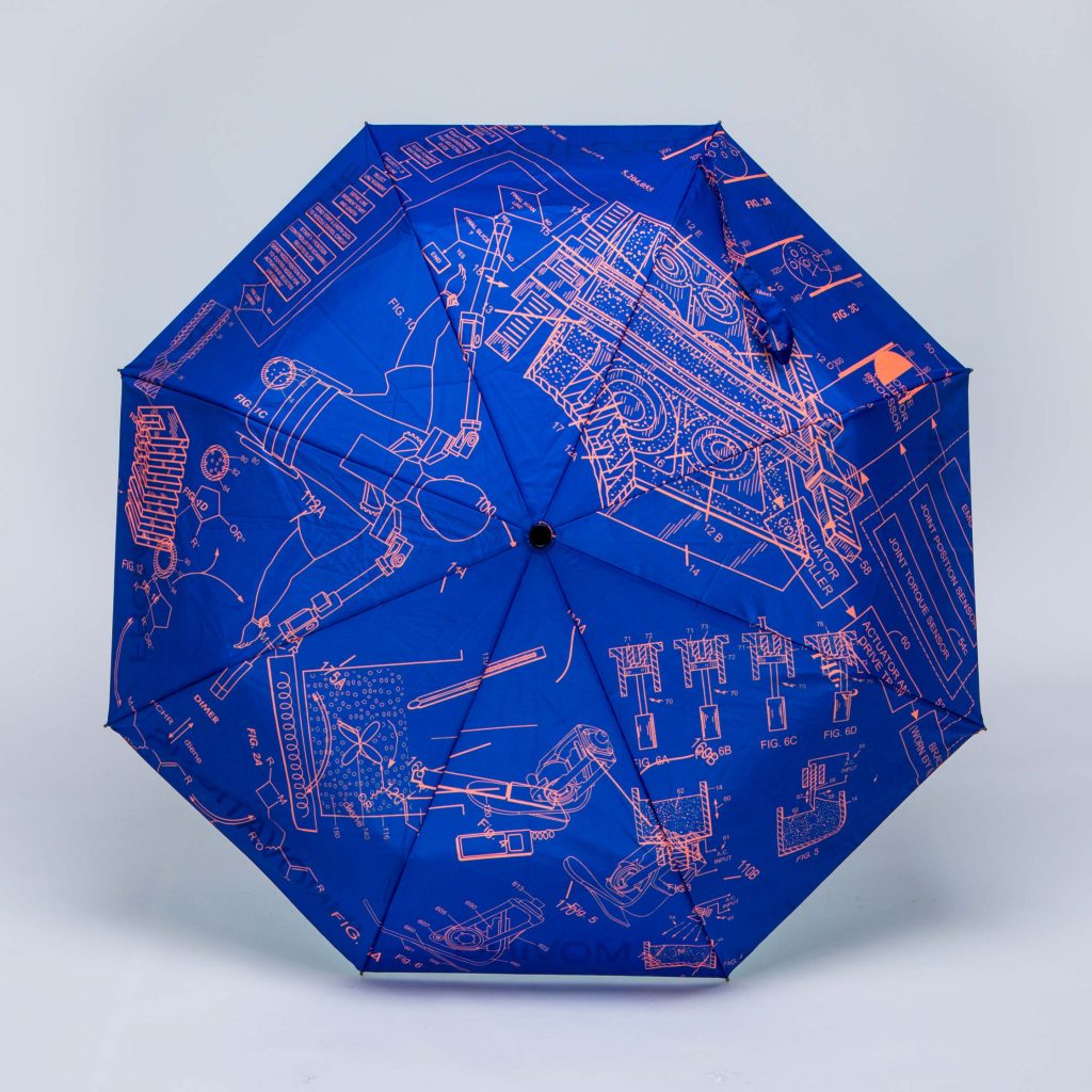 blue-with-orange-grapic-print-telescopic-umbrella