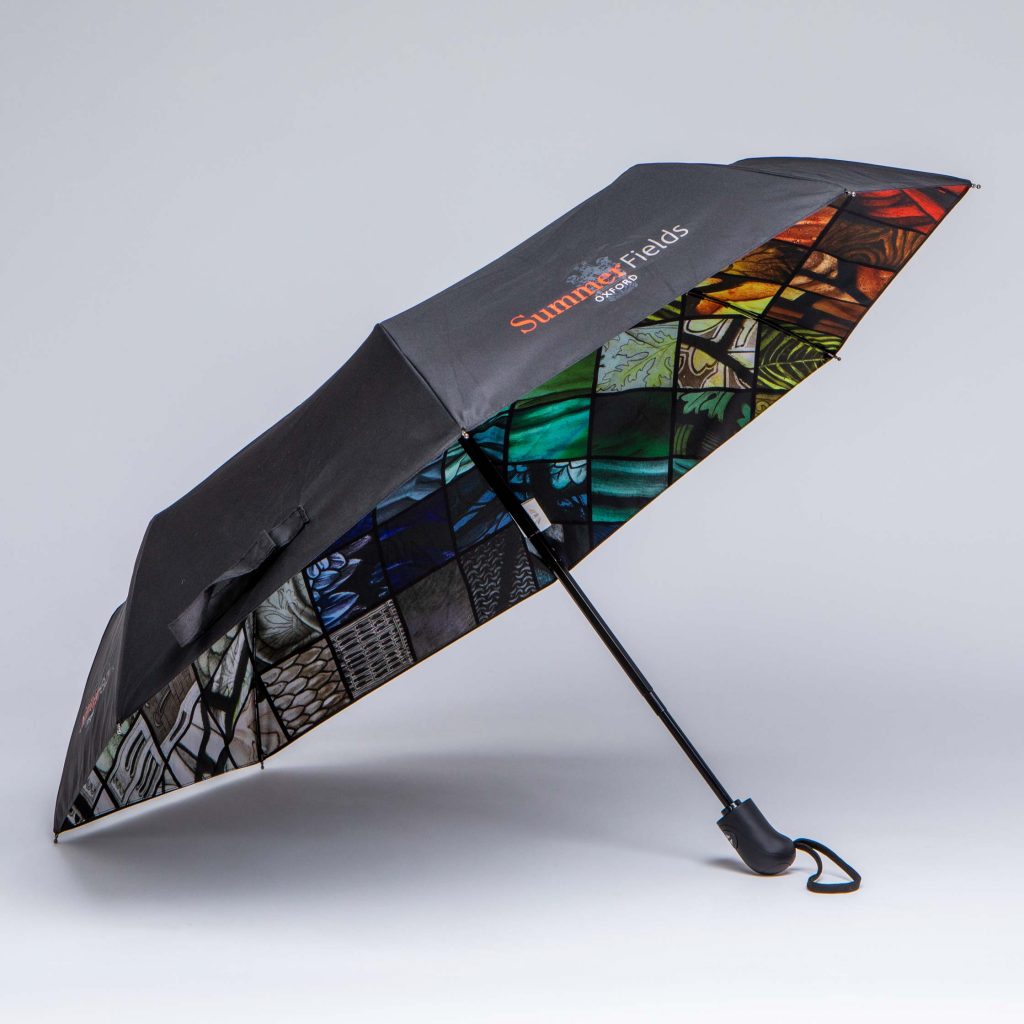 Double canopy telescopic umbrella with detailed internal print promotional umbrella