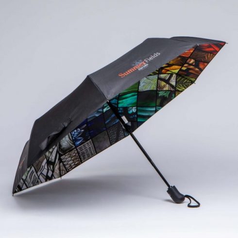 Double canopy telescopic umbrella with detailed internal print promotional umbrella