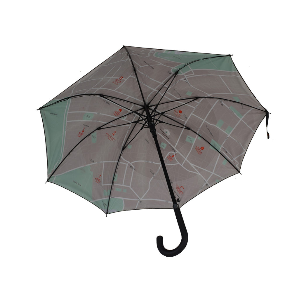 Inside of umbrella printed with a map with Artwork for umbrellas supplied high quality