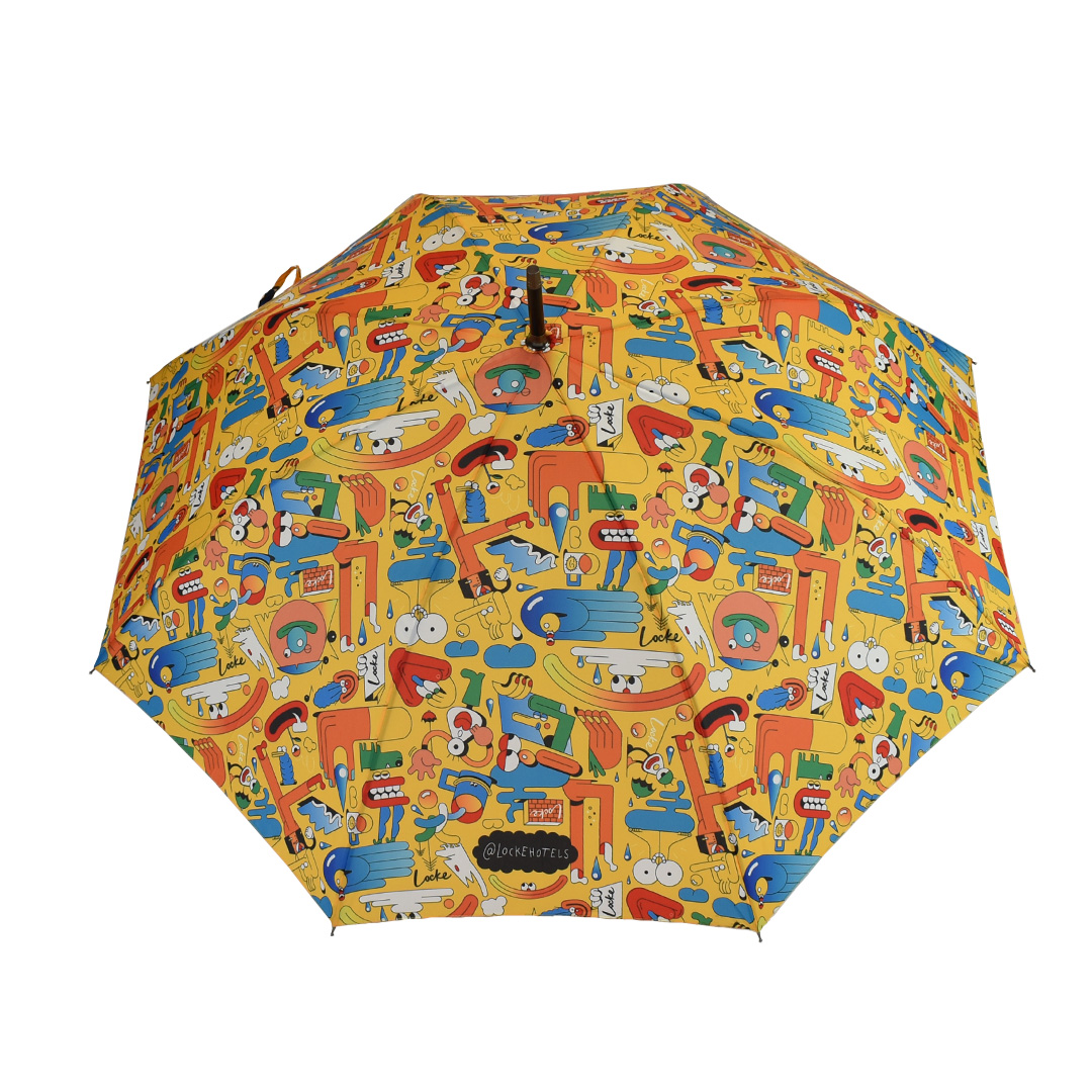 Seam matched artwork on umbrella