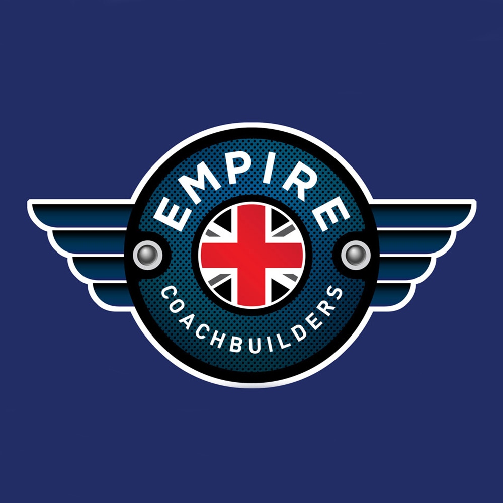 Empire Coach Builders brand logo on blue background