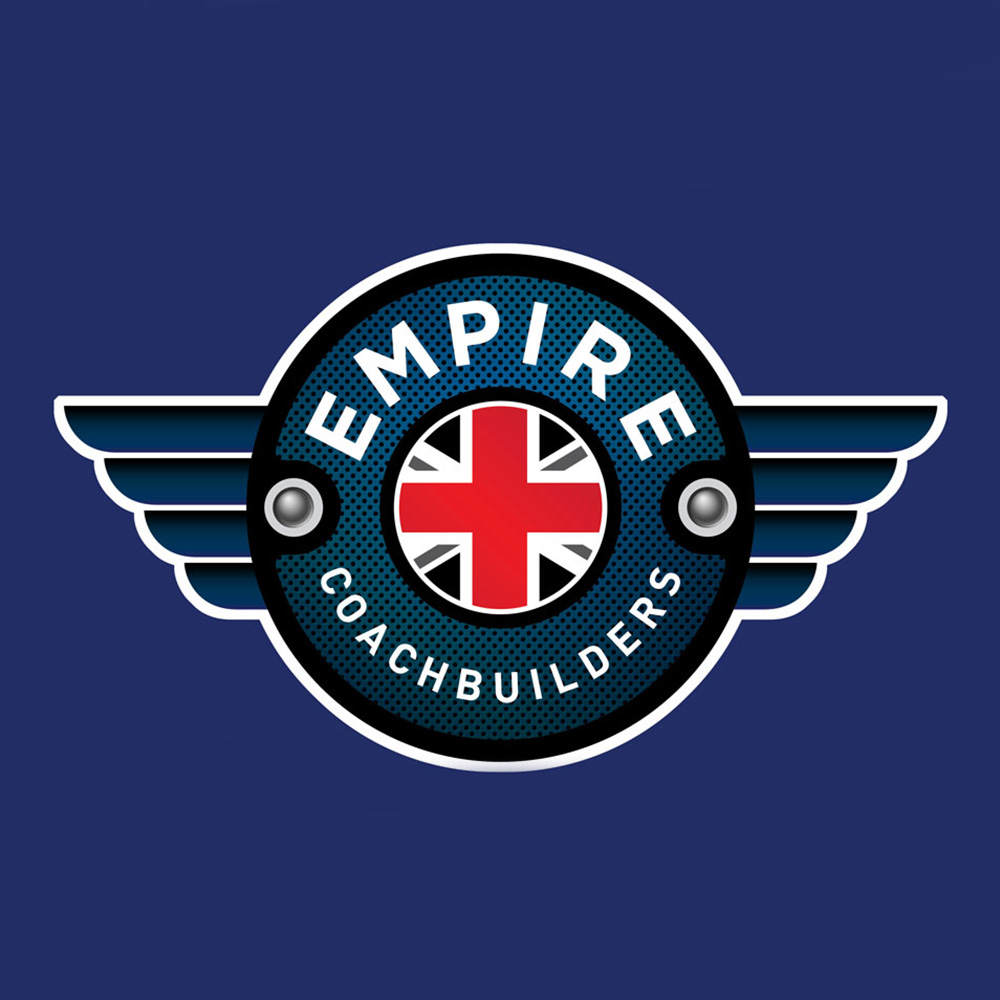 Empire Coach Builders brand logo on blue background