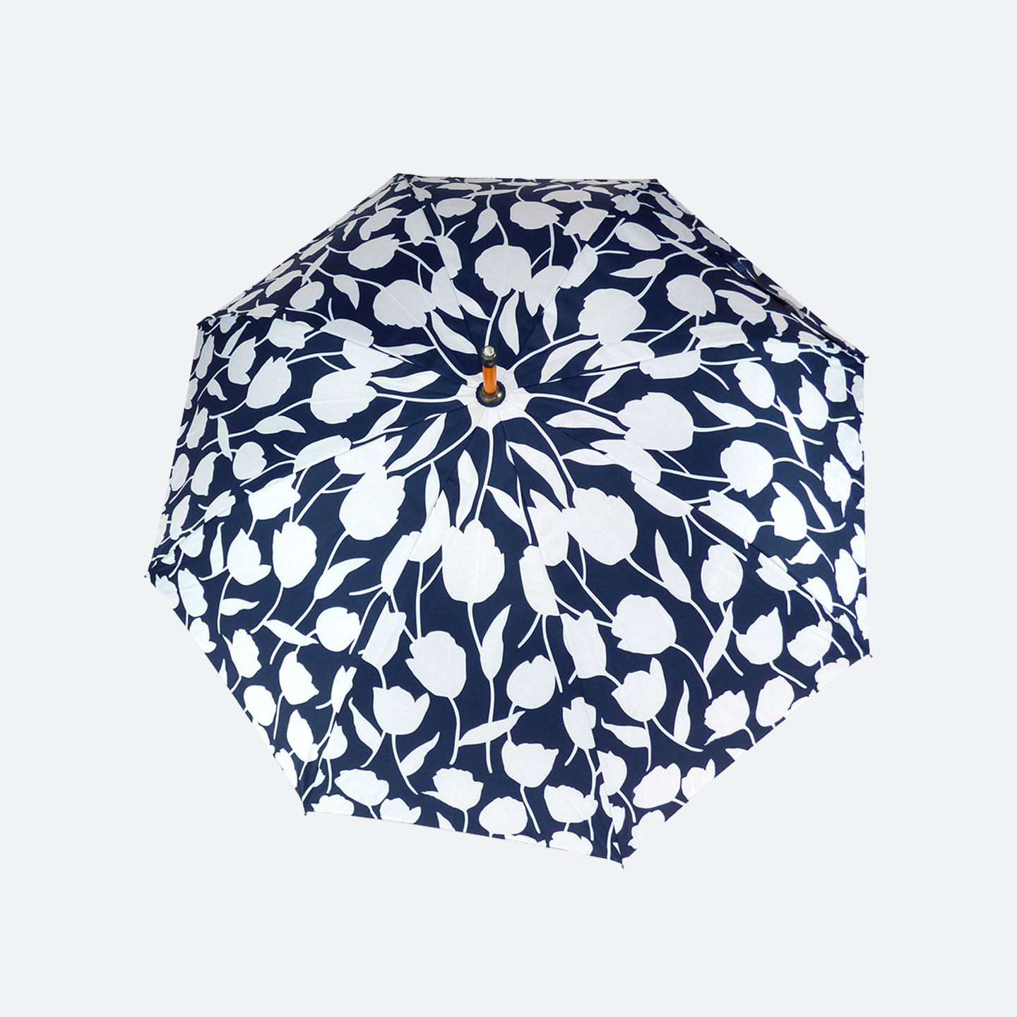 Blue and white floral print all over umbrella