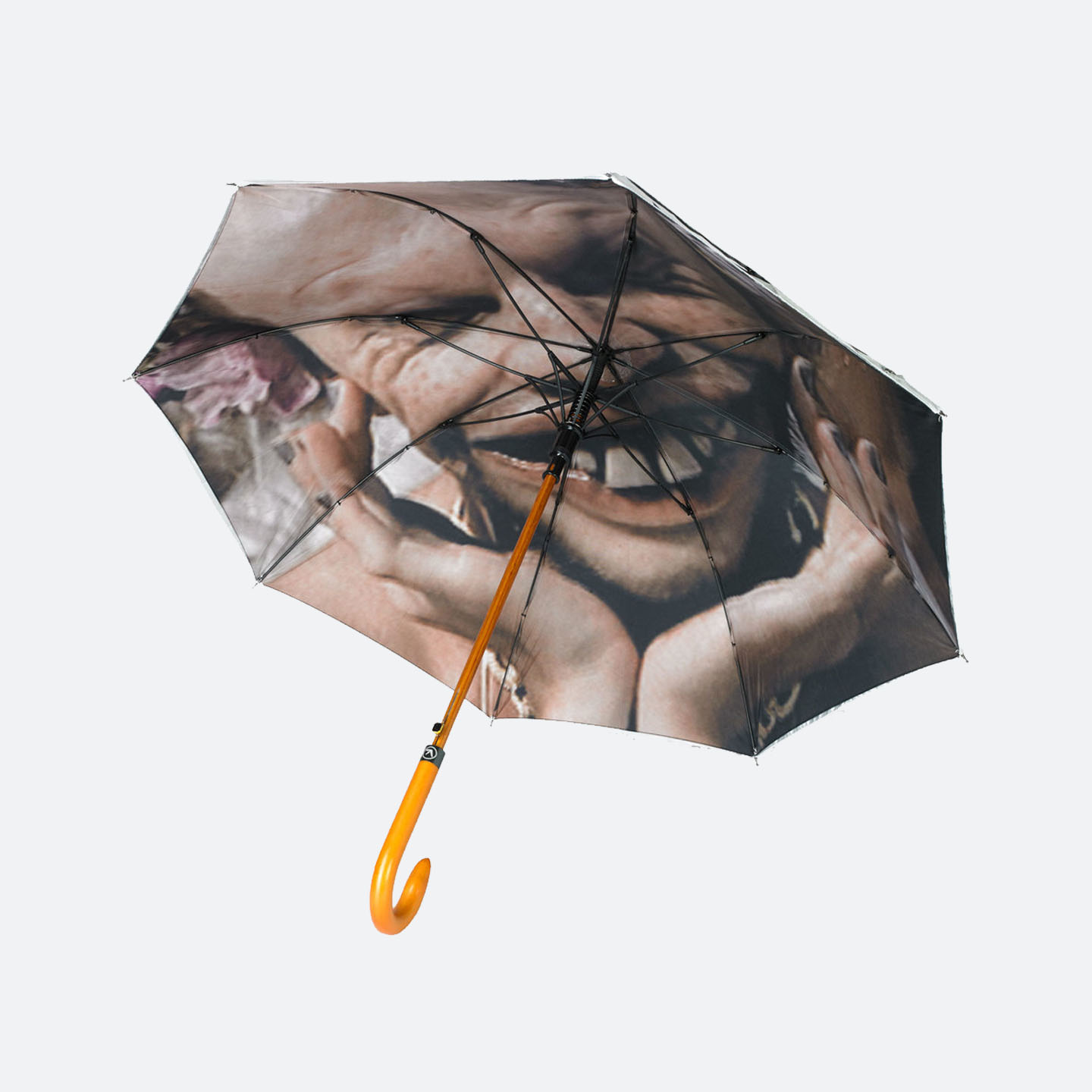 Aphex Twin face on inner canopy of umbrella