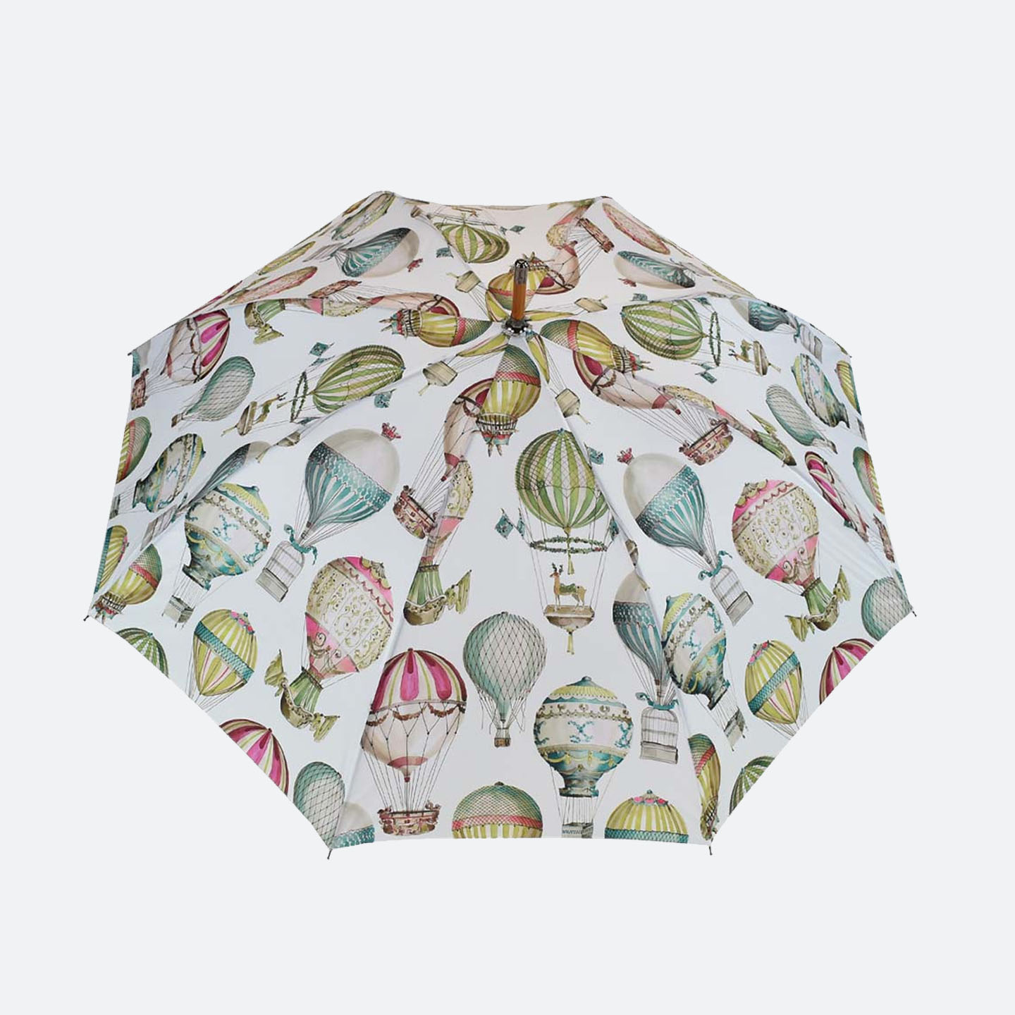 Colourful hot air balloon patten on all 8 panels of umbrella