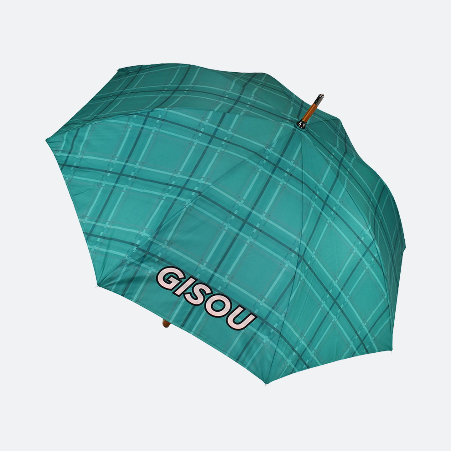 Green tartan print all over outer canopy