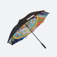 Black outer canopy with bright pattern inner umbrella canopy