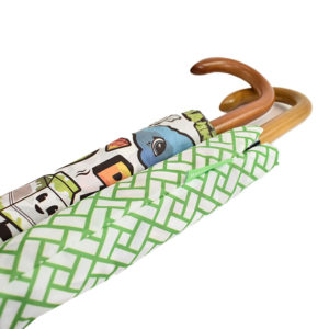 wood walking umbrella sleeves, with wooden handles sticking out