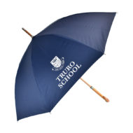 double canopy umbrella side view with logo on the side