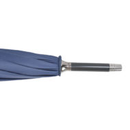 point of umbrella in black with silver top and navy panels