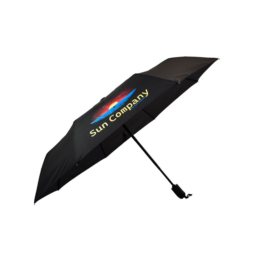 side view and inside of umbrella with Sun Company logo print
