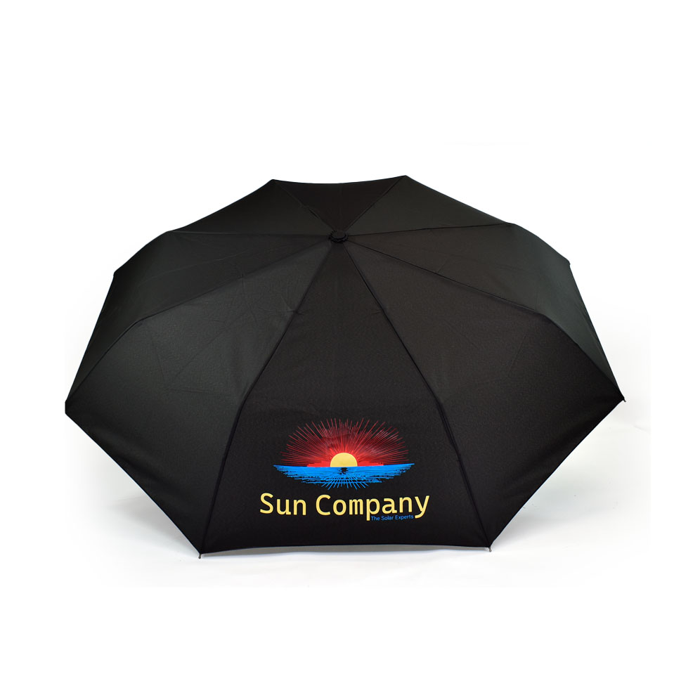 top view of umbrella with Sun Company logo print