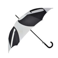 City umbrellas printed design of Eco City logo spread across the top of the canvas