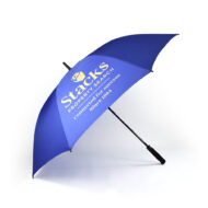logo printed umbrella side view with Stacks Property Search logo printed