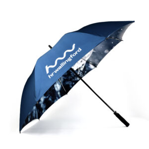 deluxe golf umbrella with double printed side and hrwallingford logo
