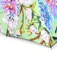 close up of inside print of flowers in an umbrella
