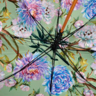 Digital print on inside of umbrella in green, blue and pink