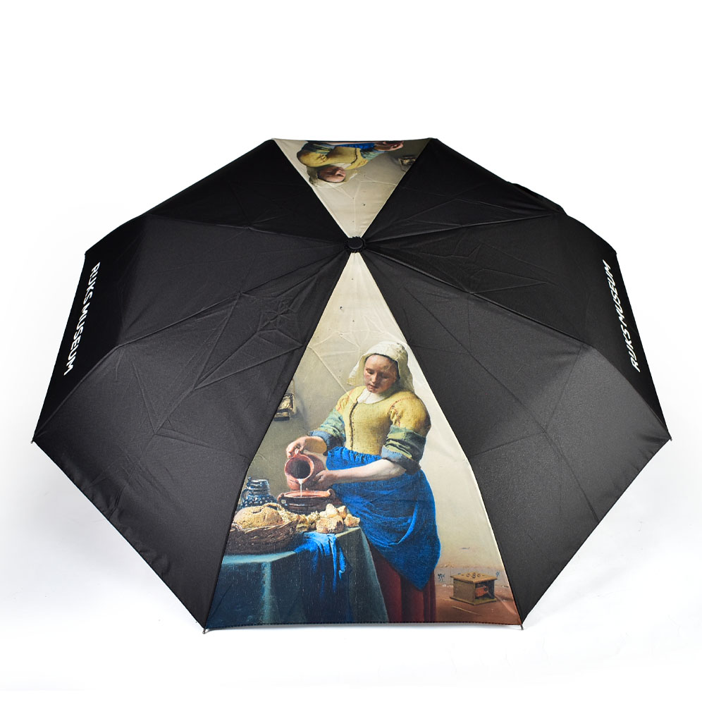 Clip handle umbrella that folds into compact handbag umbrella