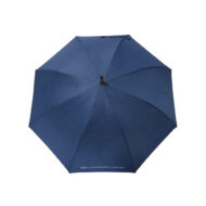 open university umbrella with blue umbrella panels and wooden pole and curved handle