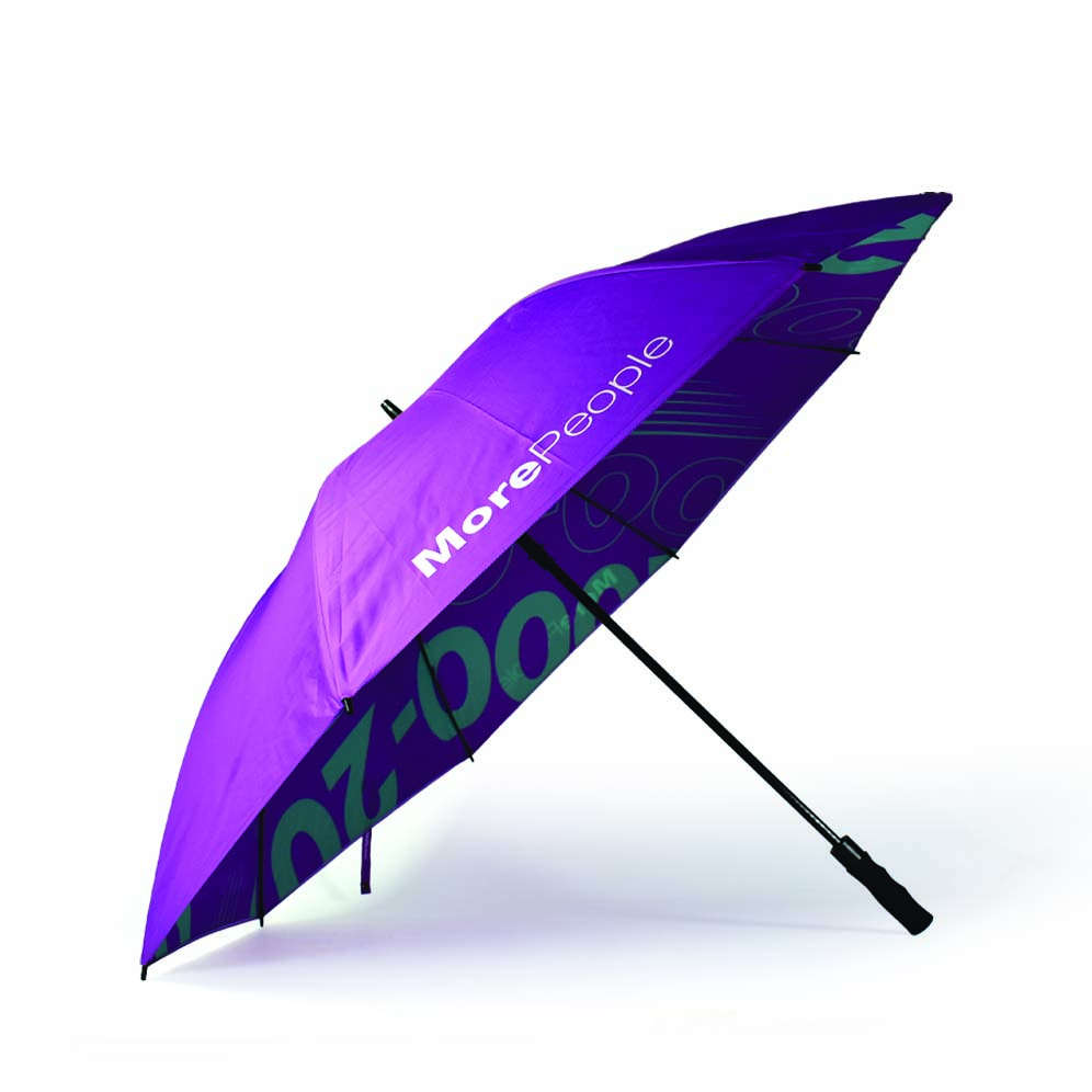 purple canopy on open umbrella side view