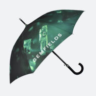 Fabergé printed umbrella in green with black curved handle
