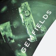 Fabergé printed umbrella close up of digital print in green on umbrella panel