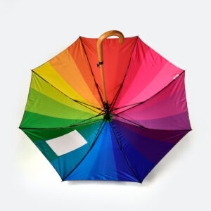 inside view of rainbow print on umbrella