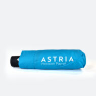 blue printed carry sleeve containing folding umbrella